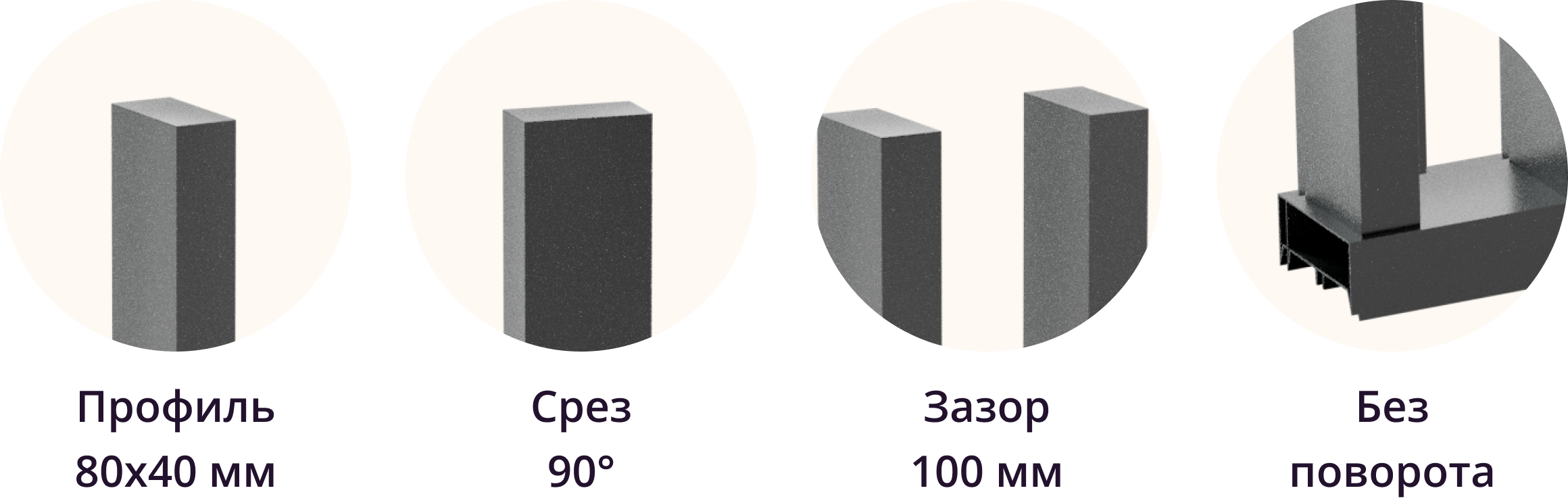 Алюминиевый забор ФОРПОСТ | 80×40 мм | зазор 100 мм | срез 90°